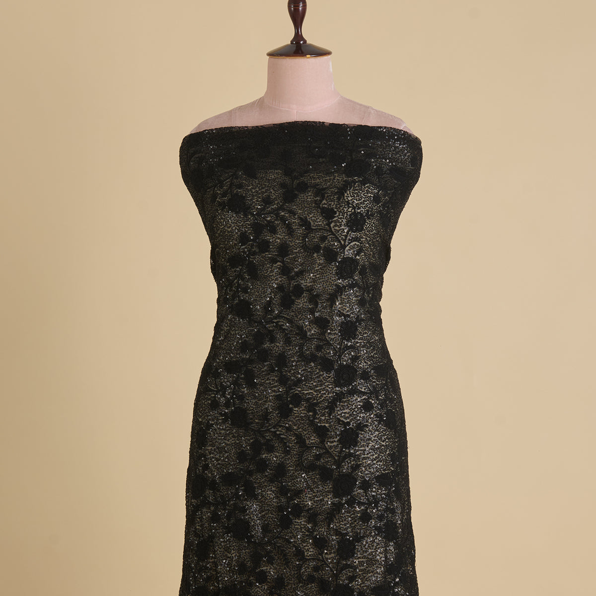 Black Net Resham Sequin Embroidered Jaal