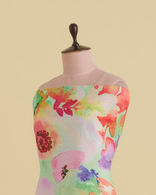 Multicolor Nokia Silk Digital Printed Fabric