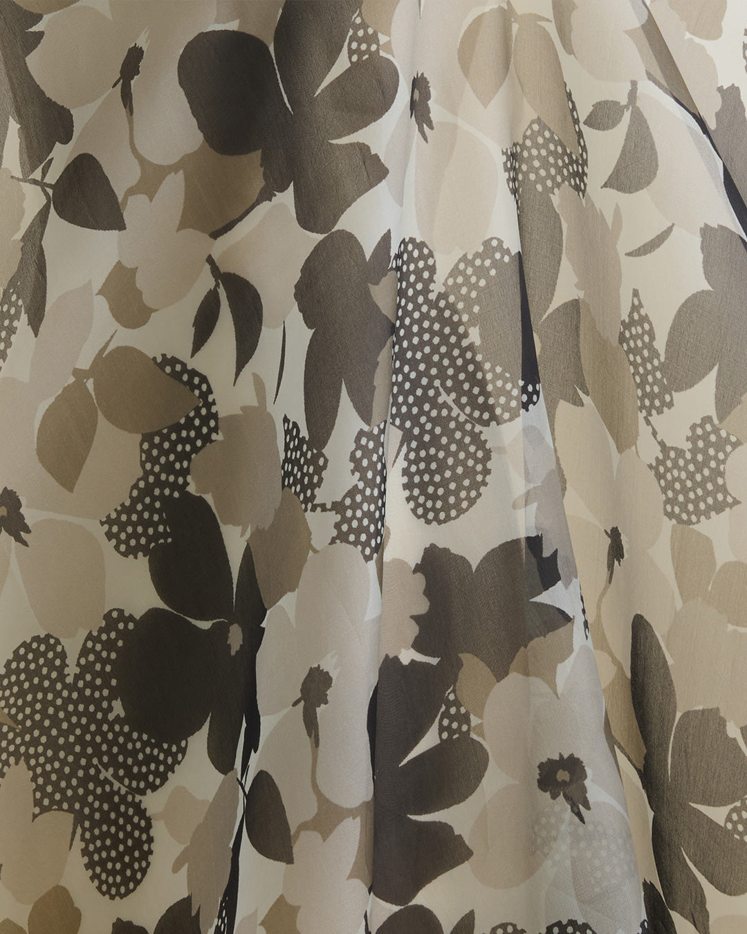 Black Floral Printed Organza Fabric