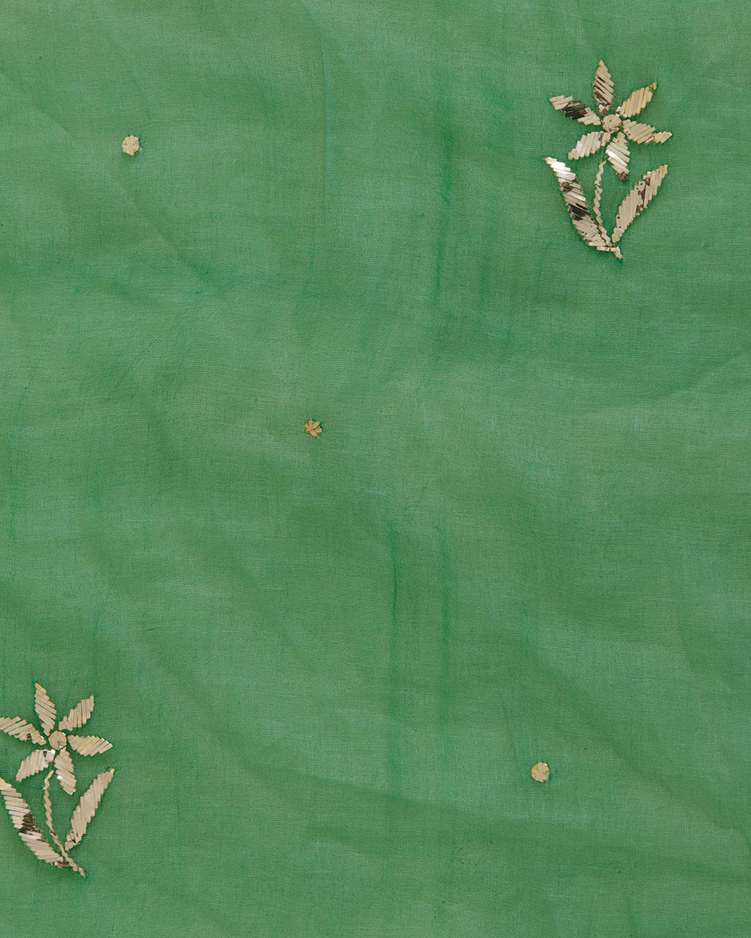 Bottle Green Organza Silk Lucknowi Badla Embroidery Fabric