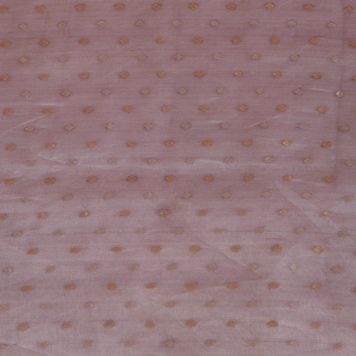Purple Organza Tissue Polka Dots with Gold Zari Skirt Border Fabric