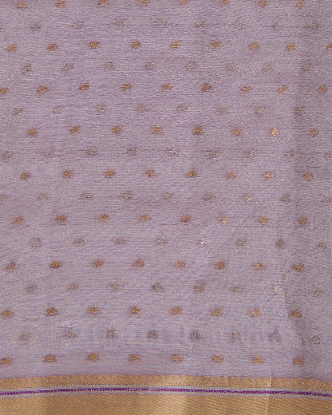 Purple Organza Tissue with Polka Dots & Gold Zari Skirt Border