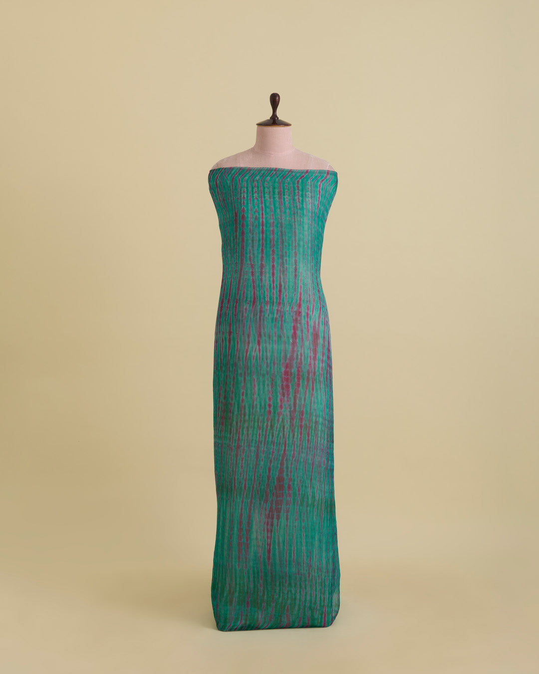 Green & Pink Organza Tie-Dye Fabric