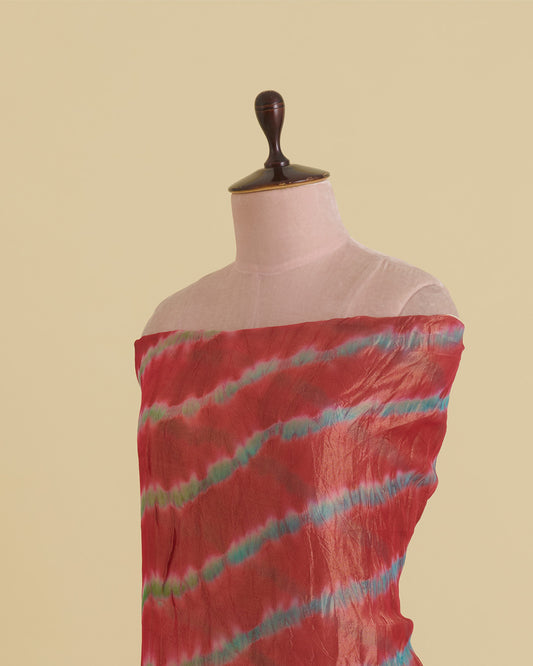 Red Organza Tissue Multi Leheriya Fabric