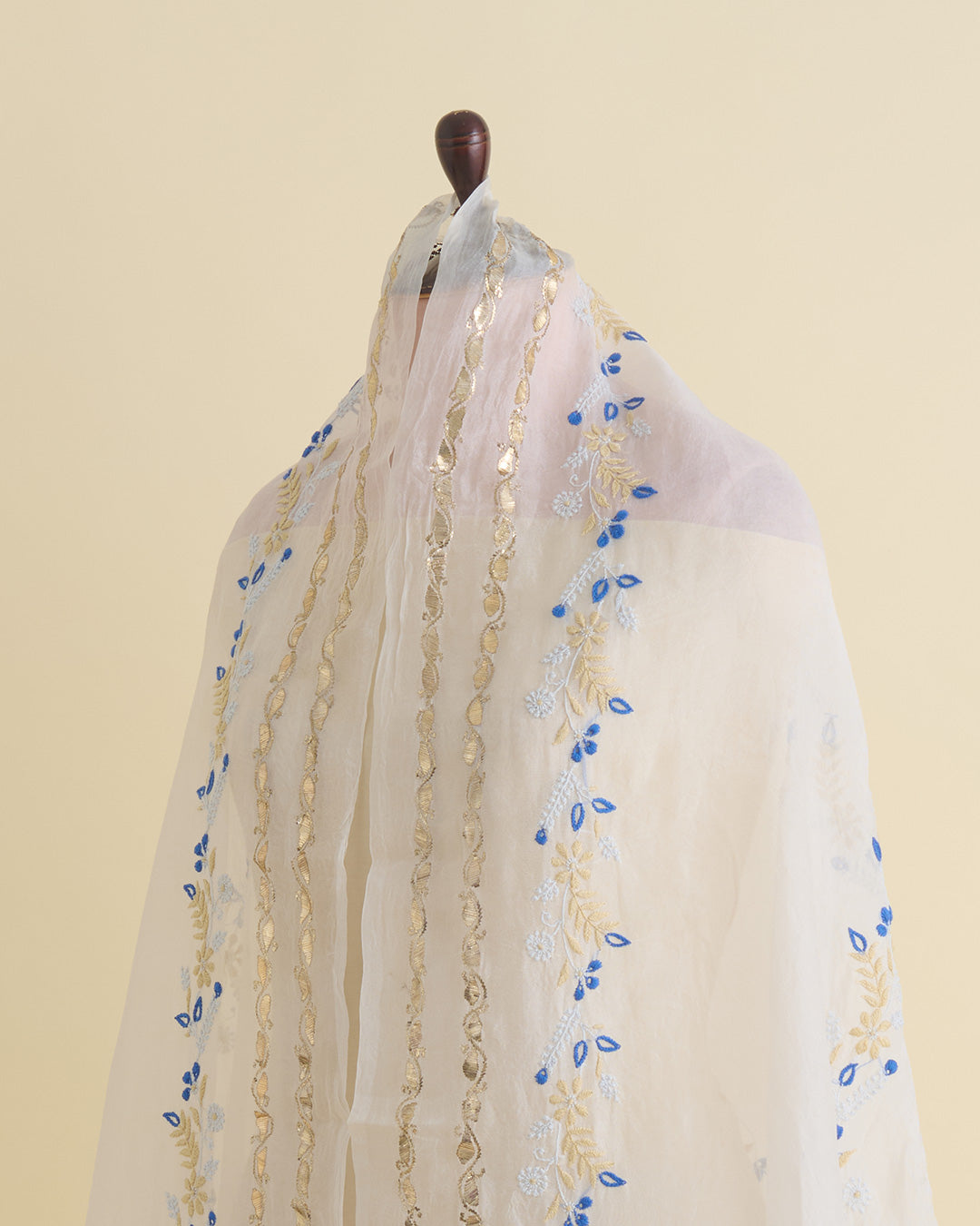 Off-White Organza Lucknowi Badla Dupatta