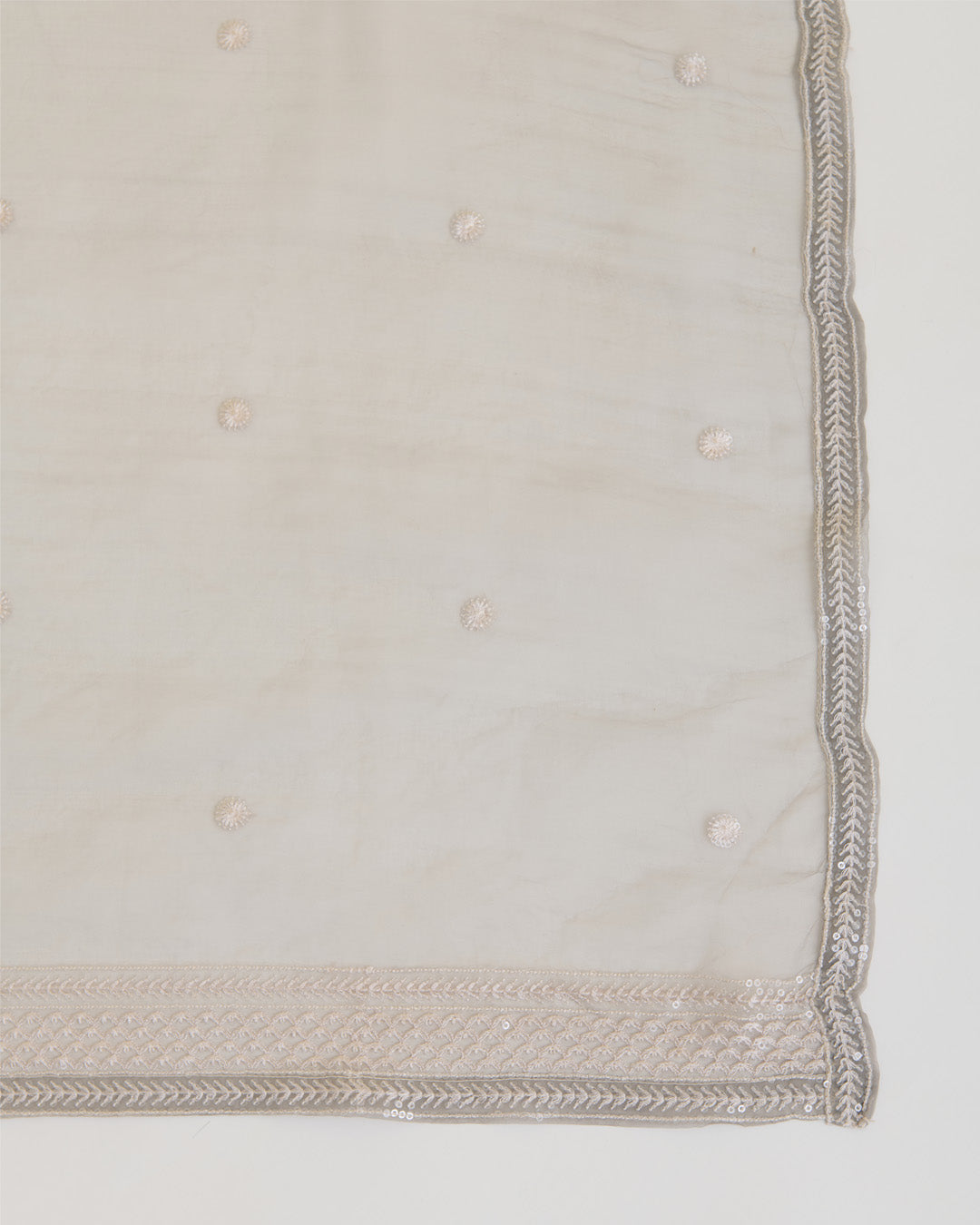 Mouse Organza Dupatta with Resham & Water Sequin Buta Embroidery