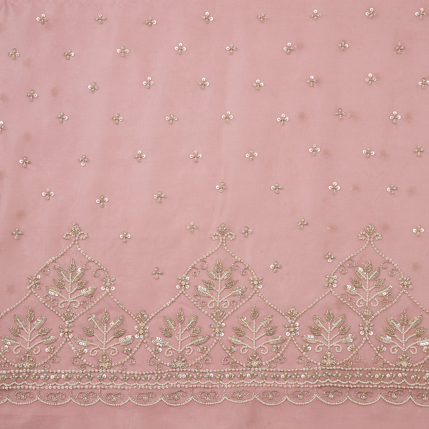 Dusty Pink Silk Organza Kurta Set with Tissue Dupatta
