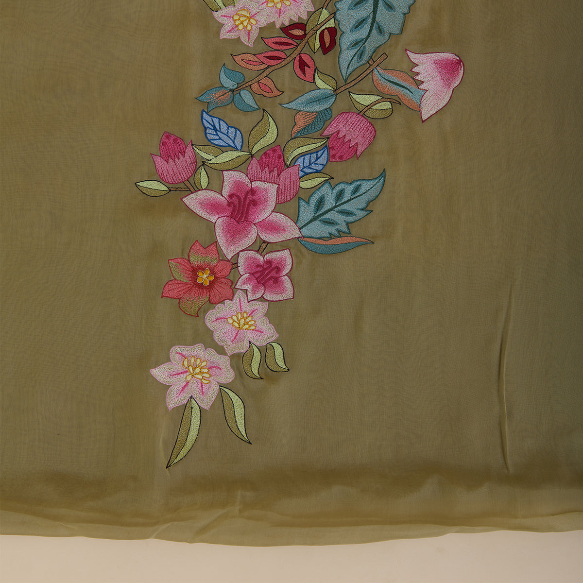 Dusty Green Organza Resham Embroidered Suit with Dupatta