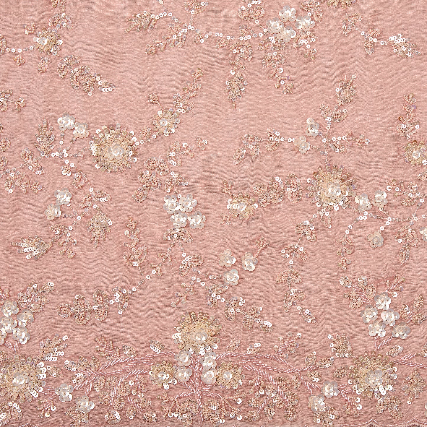 Dusty Peach Organza Kurta Set with All-Over Embroidery