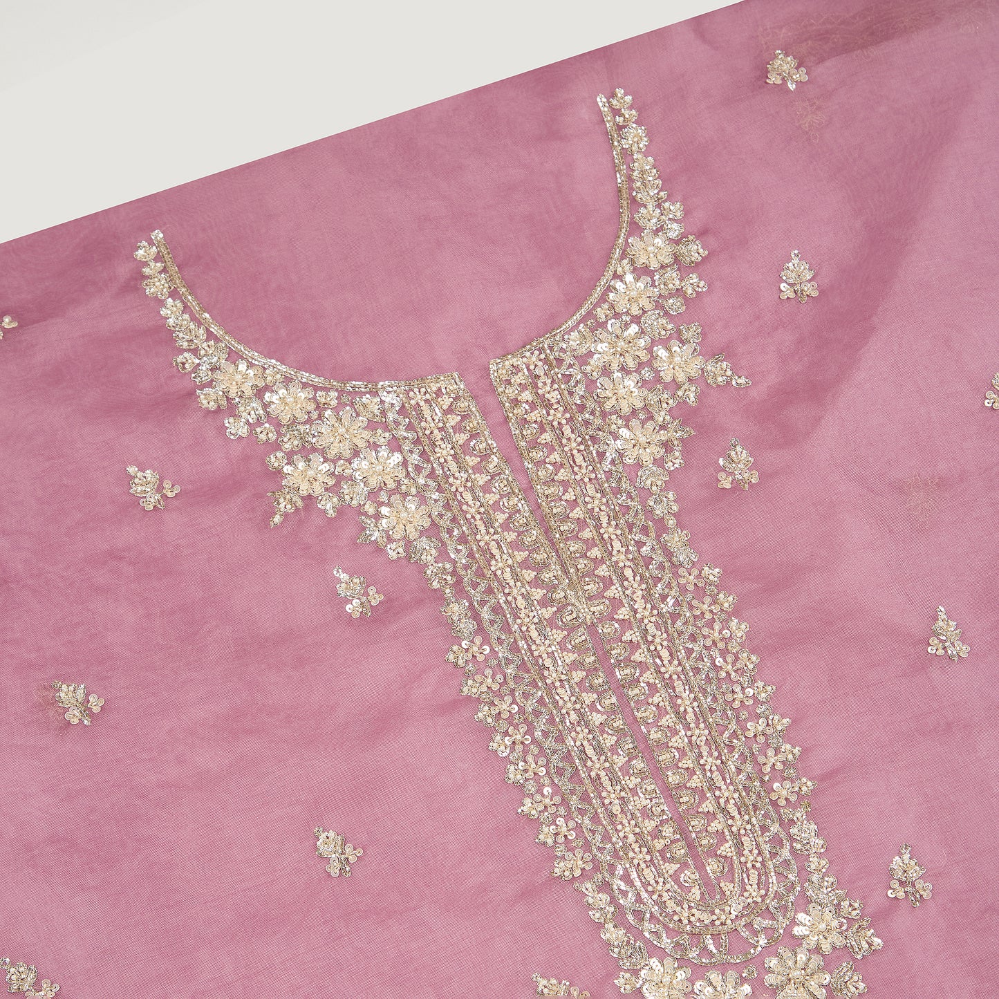 Lilac Matt Organza Suit with Cut Dana, Sequin & Pearl Embroidery and Shaded Organza Dupatta
