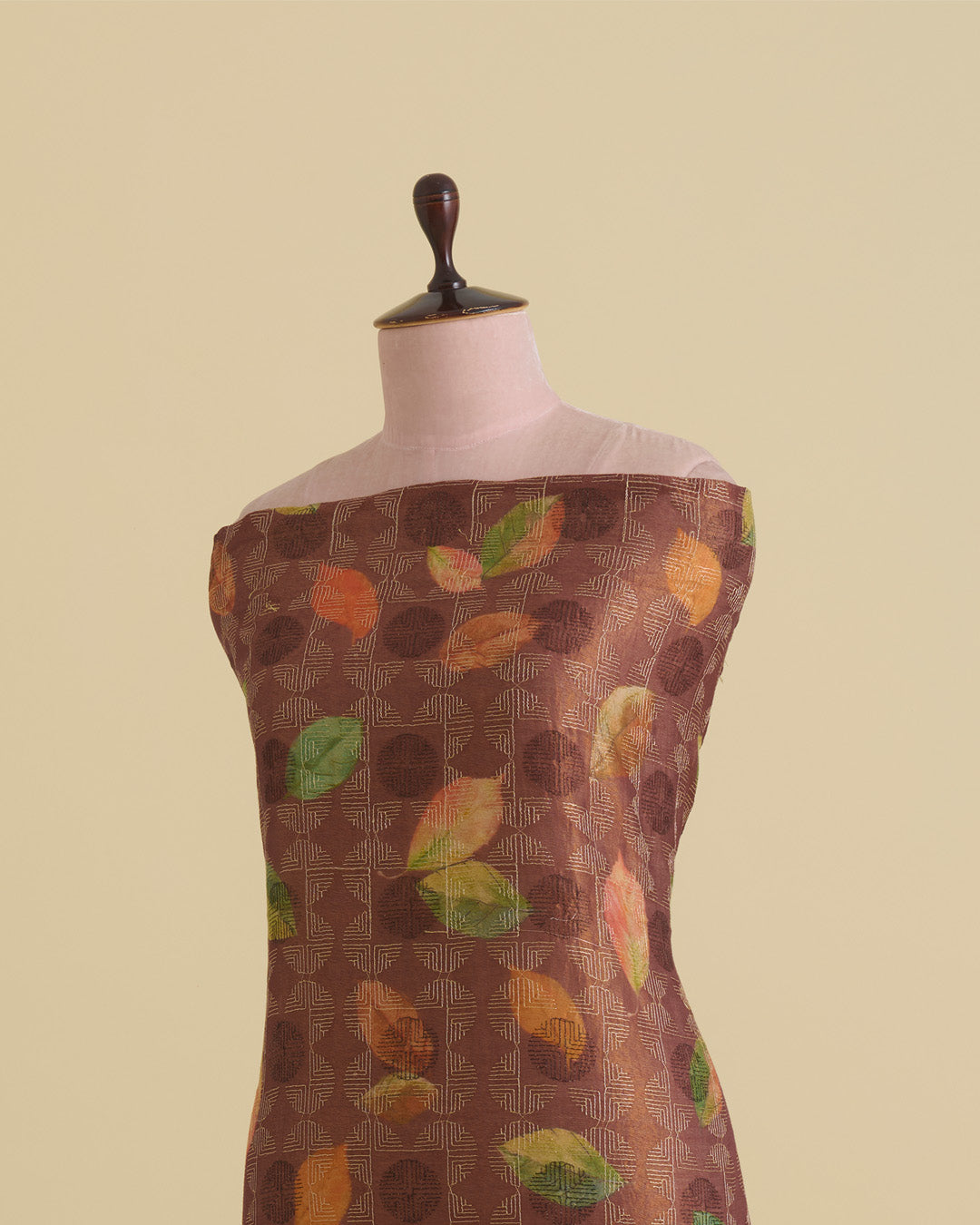 Pure Cotton Tissue Digital Printed Embroidery Fabric – Brown