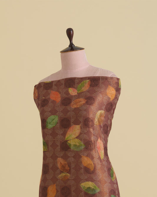 Pure Cotton Tissue Digital Printed Embroidery Fabric – Brown