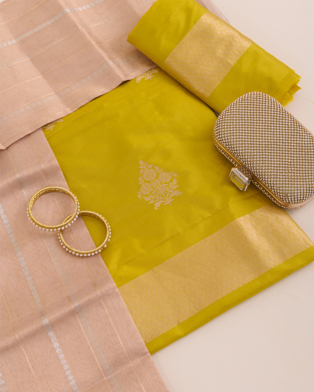 Lime Green Pure Silk Hand Woven Suit with Dupatta & Silk Bottom | Vandana Fabrics