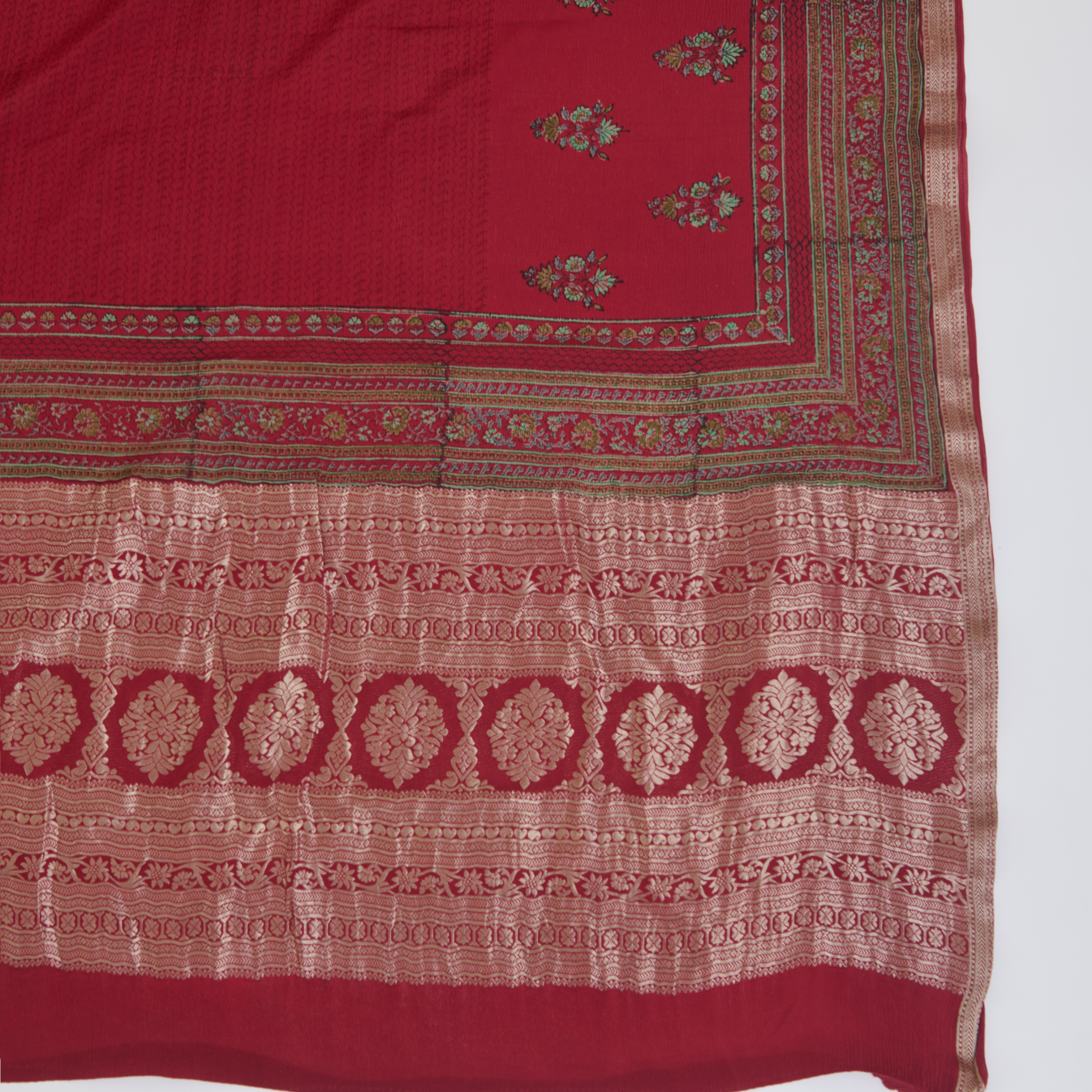 Maroon Pure Crepe Printed Suit with Georgette Dupatta