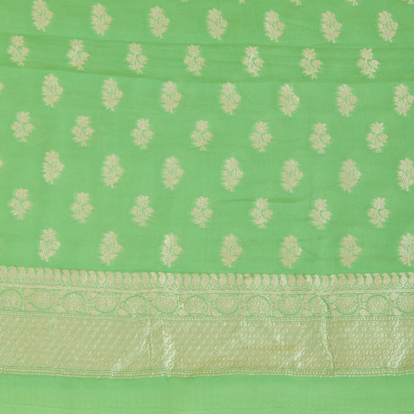 Parrot Green Pure Crepe Hand Woven Kurta Set