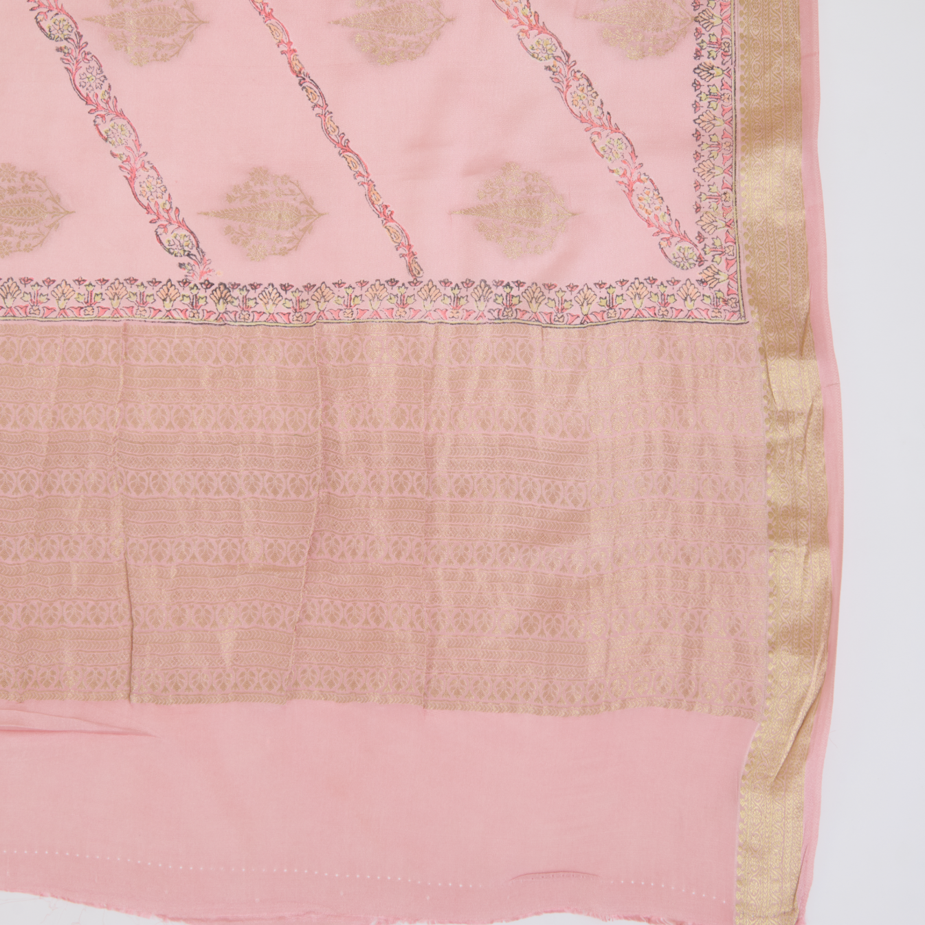 Pastel Pink Pure Crepe Printed Suit with Georgette Dupatta