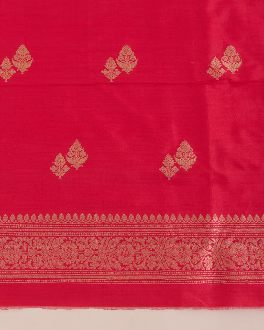 Tomato Pink Pure Silk Hand Woven Suit with Dupatta