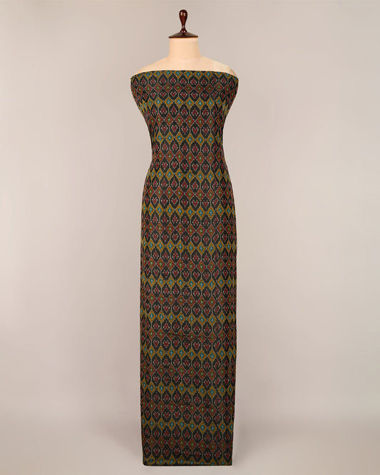 Charcoal Raw Silk Ikat Fabric