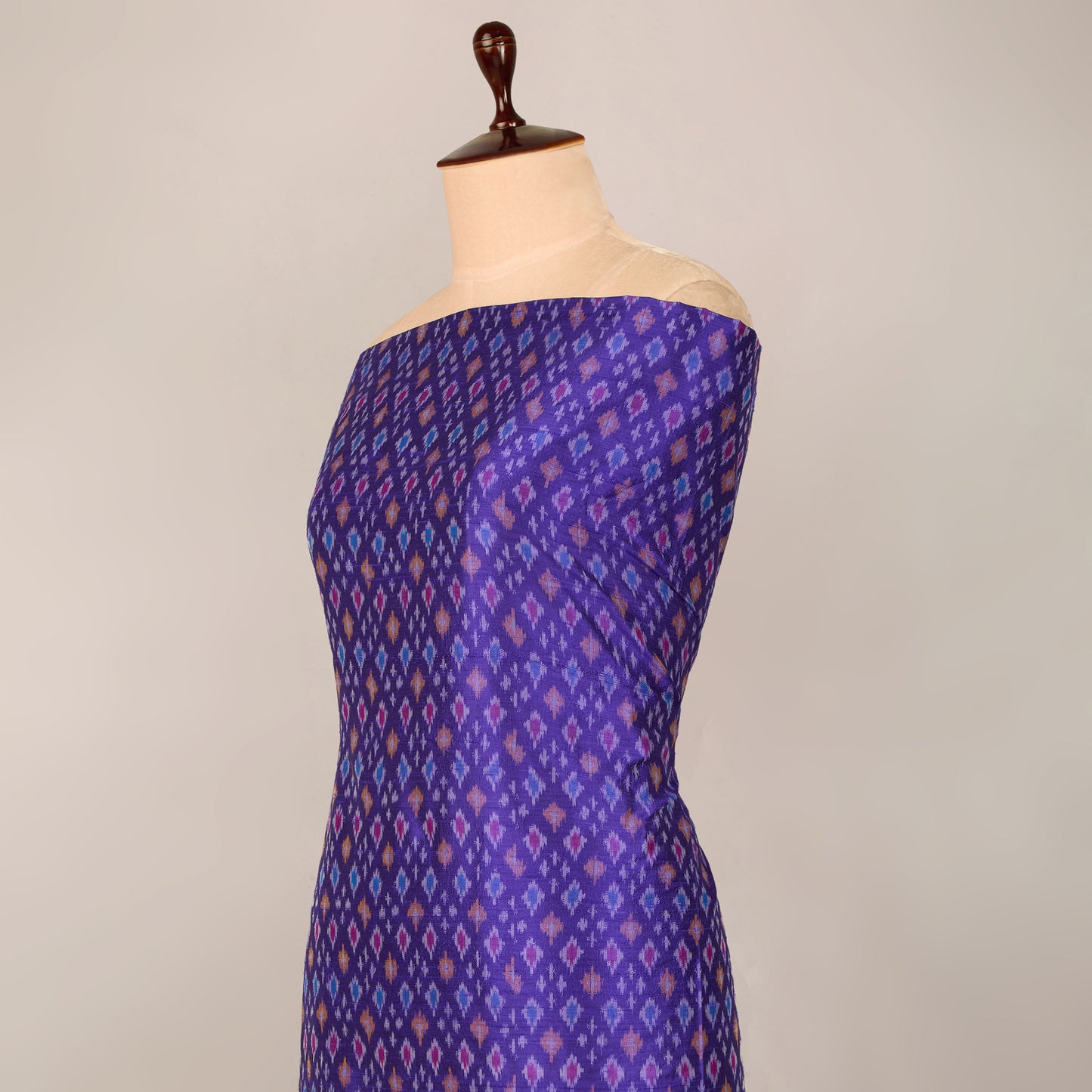 Dark Purple Raw Silk Ikat Fabric