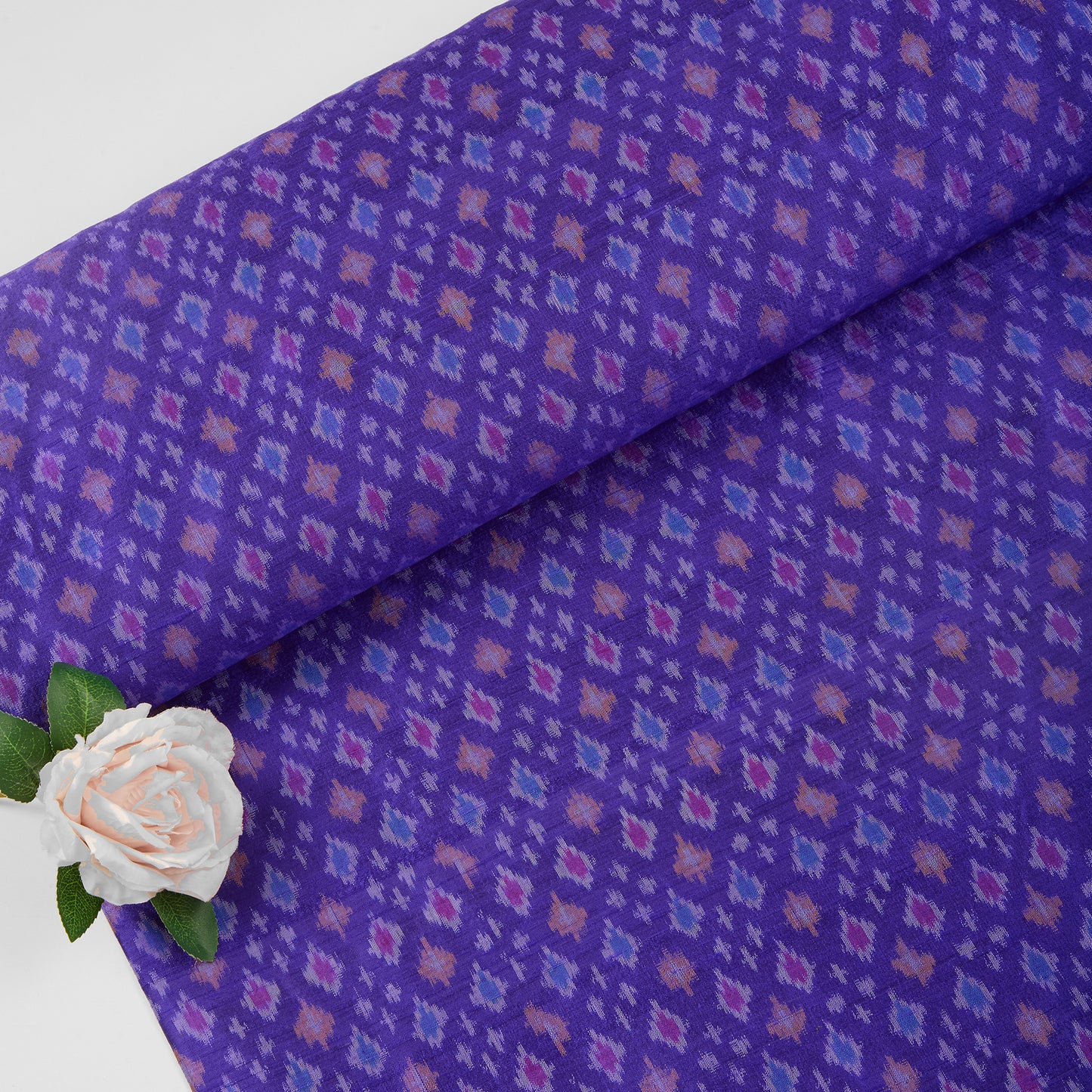 Dark Purple Raw Silk Ikat Fabric