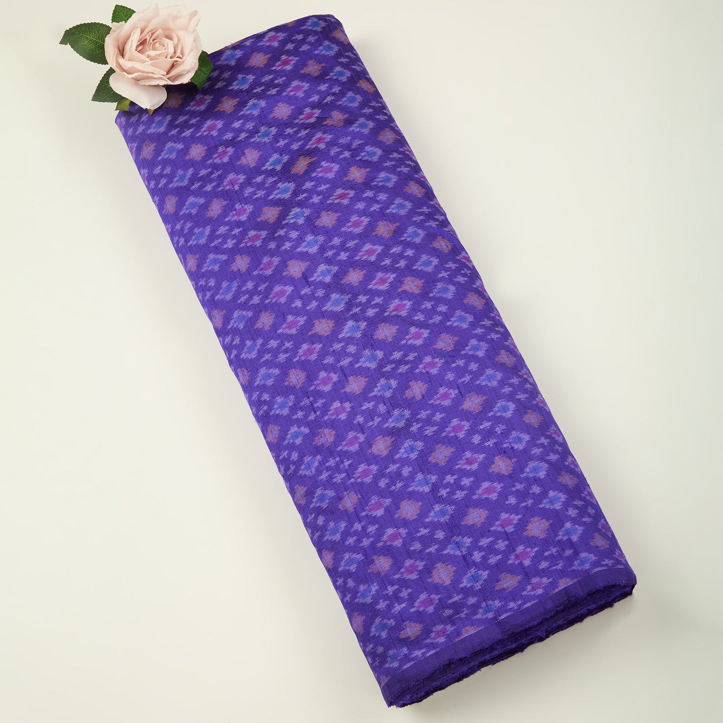 Dark Purple Raw Silk Ikat Fabric