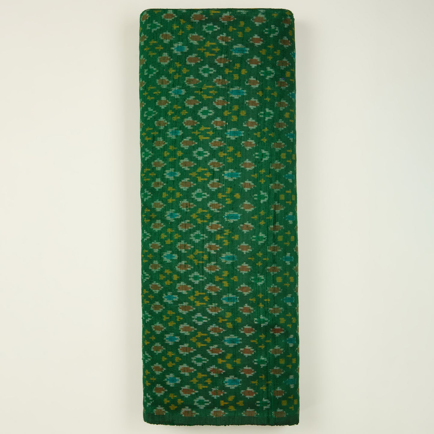 Green Raw Silk Ikat Fabric