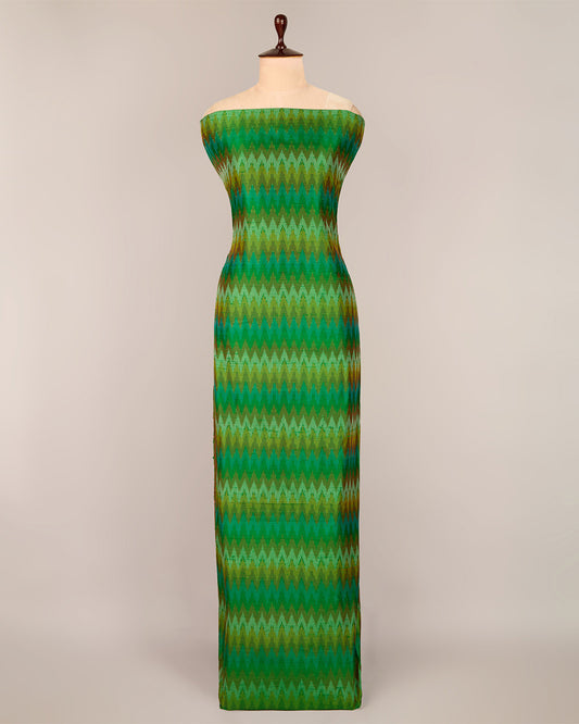 Green Raw Silk Ikat Fabric