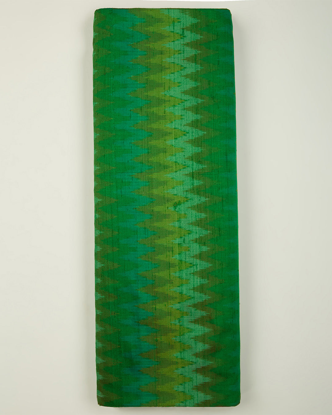 Green Raw Silk Ikat Fabric