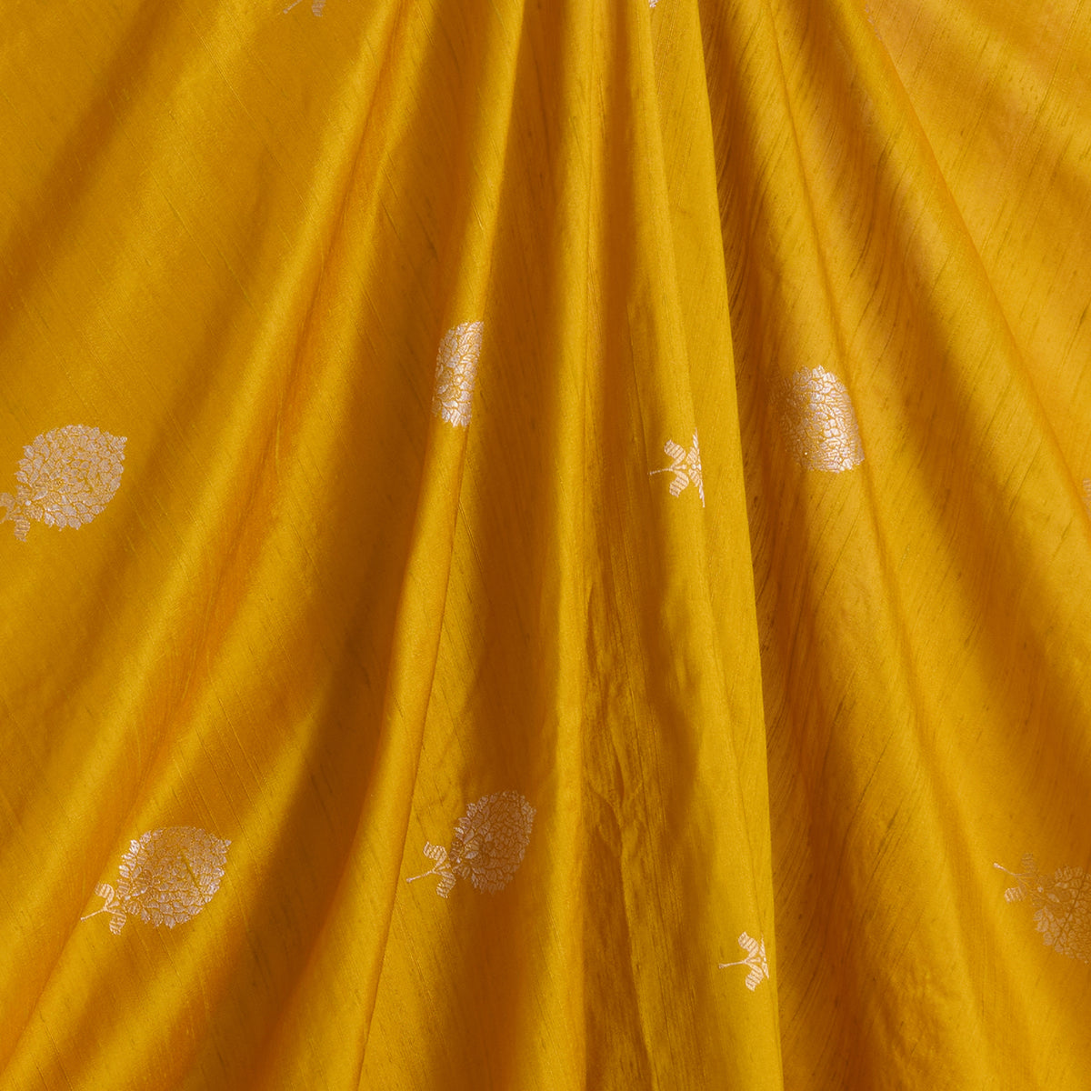 Mustard Raw Silk Handloom Mina Butta Fabric