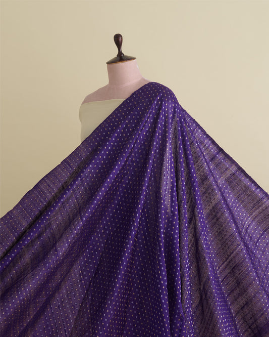 Purple Raw Silk Fabric with Gold & Silver Diamond Weave