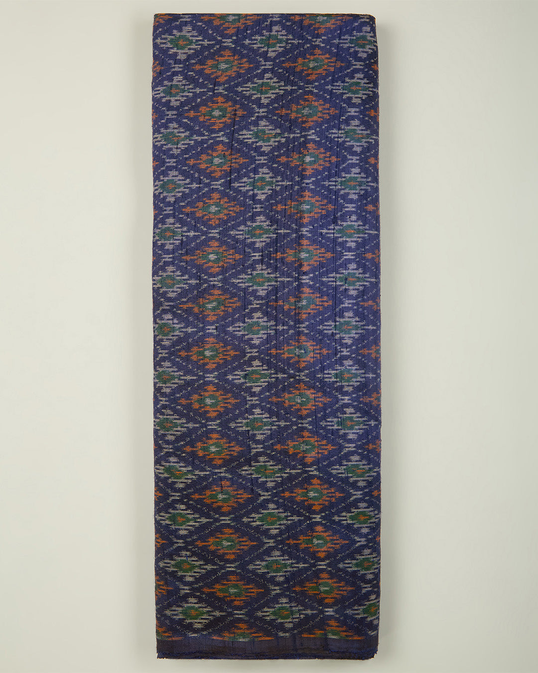 Navy Blue Raw Silk Ikat Fabric