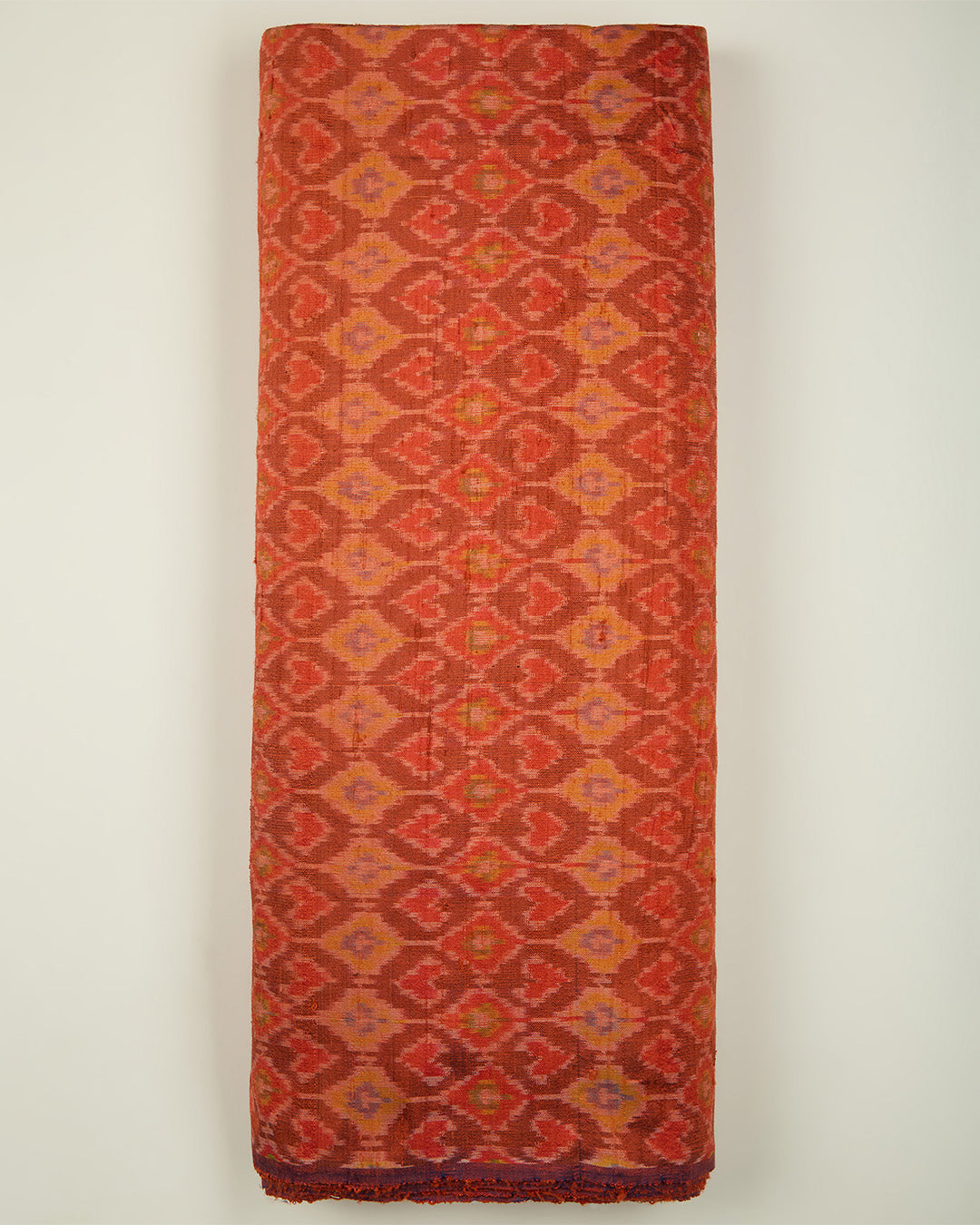 Red Raw Silk Ikat Fabric