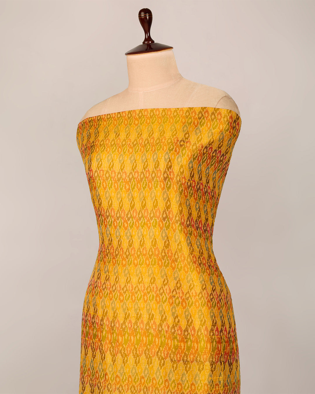 Yellow Raw Silk Ikat Fabric