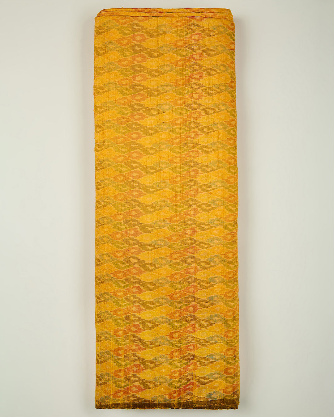 Yellow Raw Silk Ikat Fabric