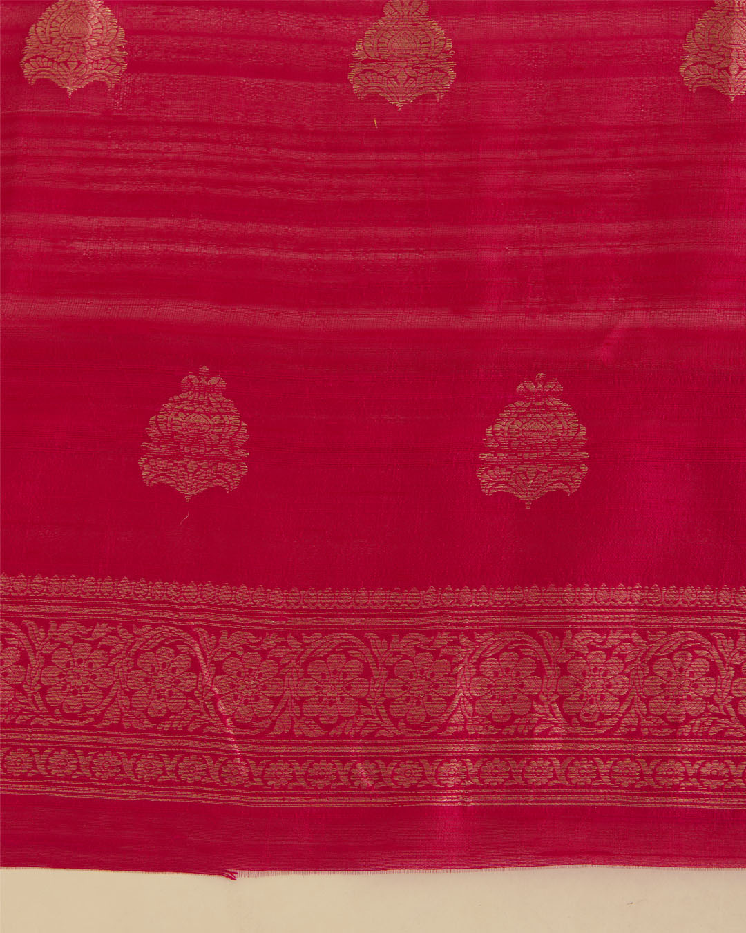 Rani Pink Raw Silk Suit with Woven Butta Kurta and Organza Dupatta