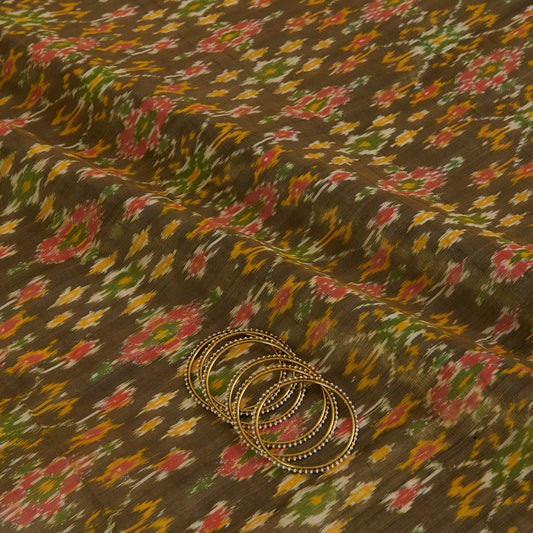 Antique Gold Silk Tissue Ikat Patola Fabric
