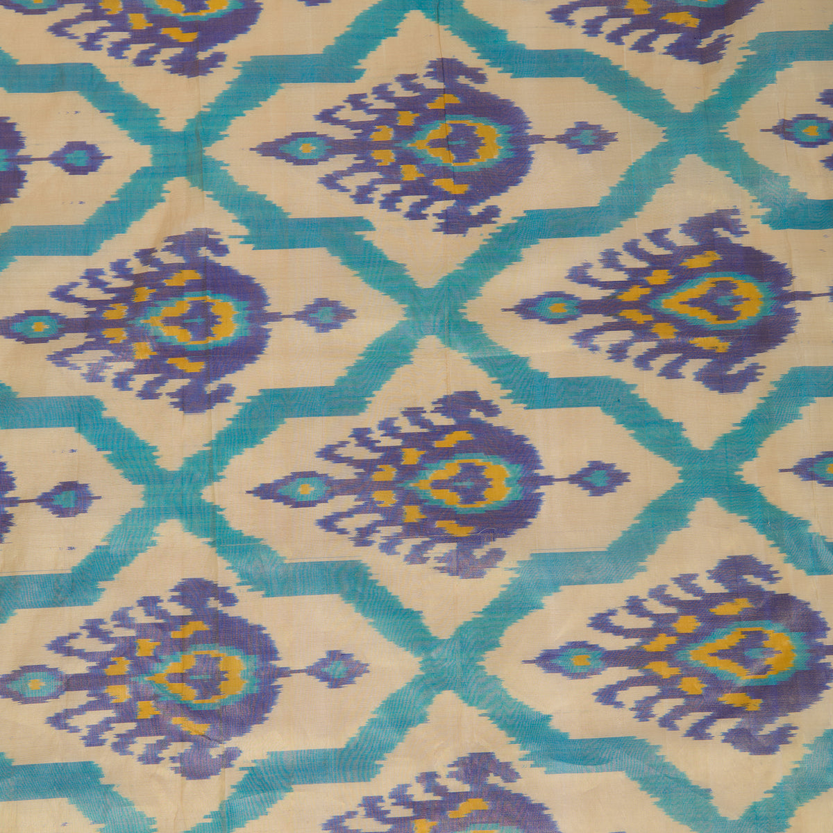 Beige Silk Tissue Ikat Patola Fabric