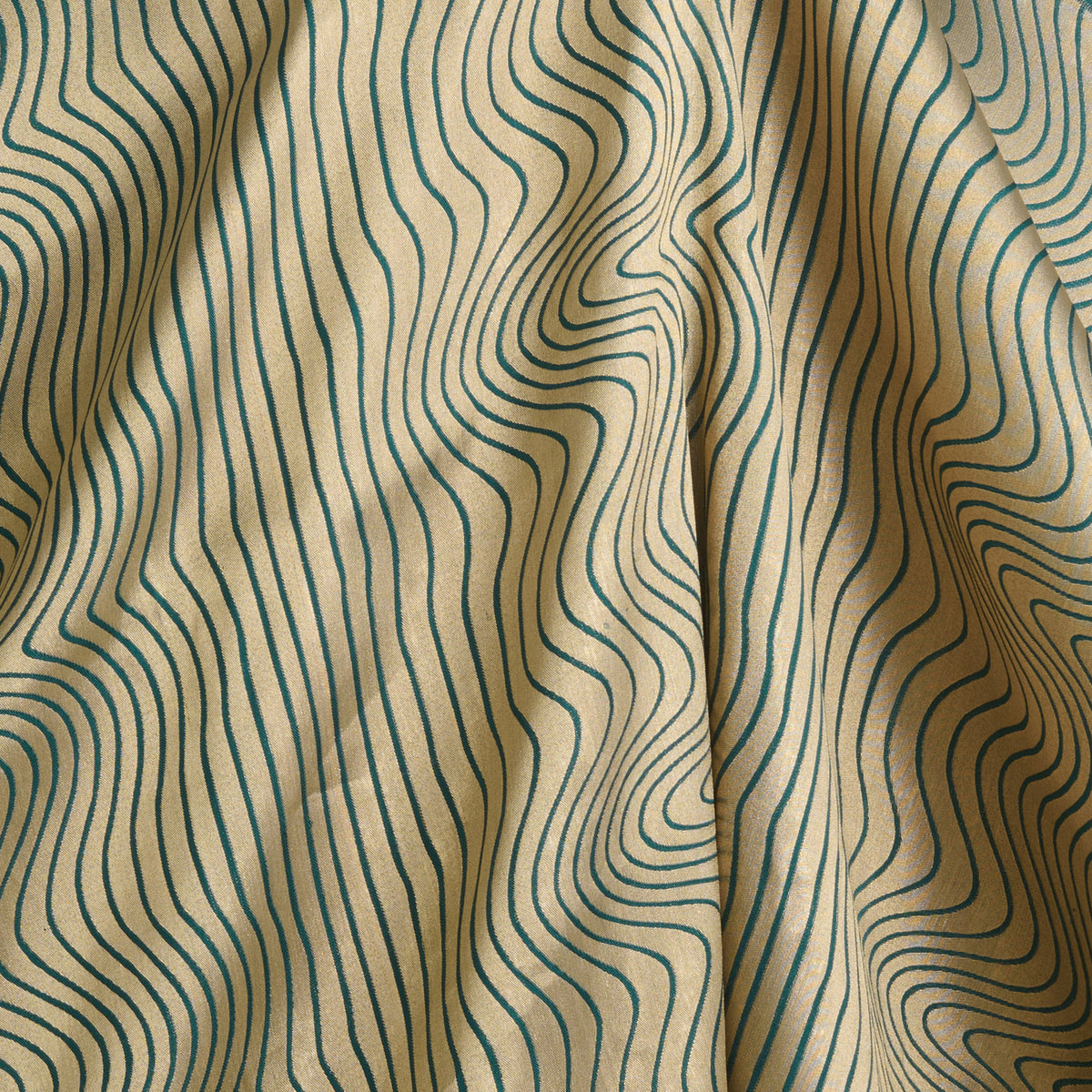 Bottle Green Silk Brocade Gold Geometric Woven Fabric