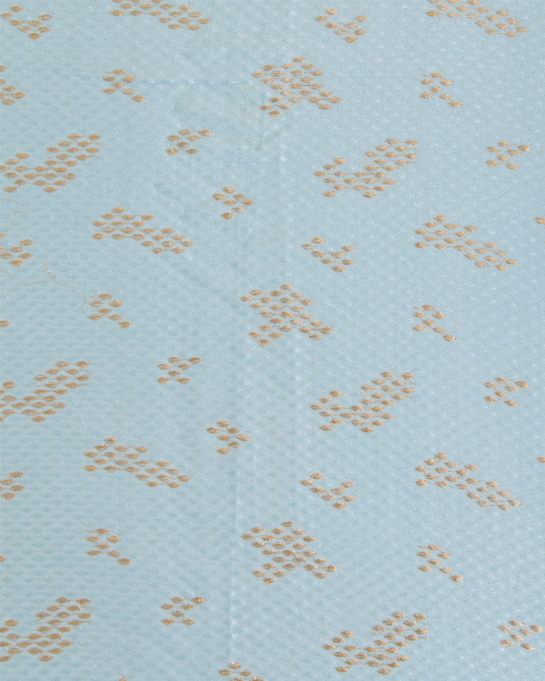 Baby Blue Satin Dupion Fabric with Resham & Zari Embroidery