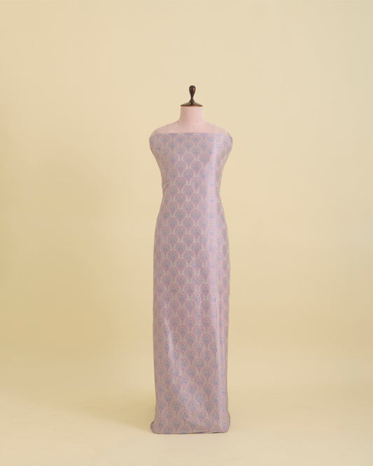 Cement Grey Silk Buta Woven Brocade Fabric