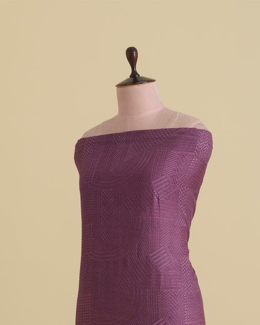 Slub Silk Thread Geometric Embroidery Fabric – Dusty Onion Pink