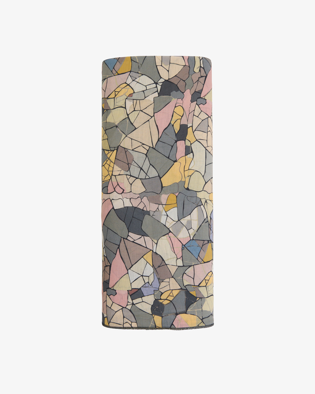 Grey Multi Slub Cotton Abstract Printed Fabric