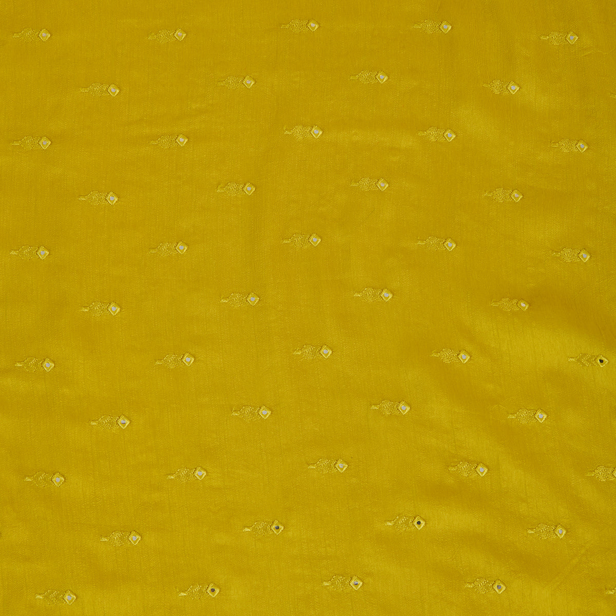 Lime Green Slub Silk Mirror Work Fabric