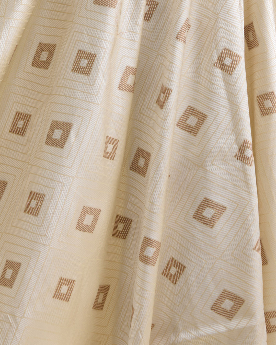 White Silk Resham Geometric Antique Mina Brocade Fabric