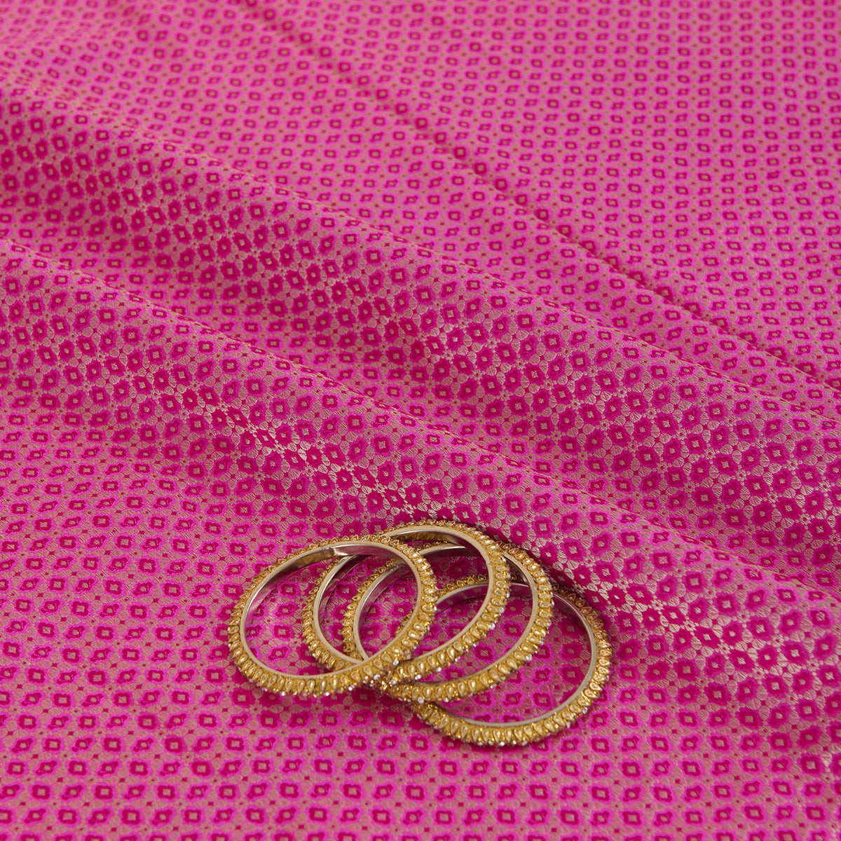 Rani Pink Silk Alfi Buta Woven Fabric