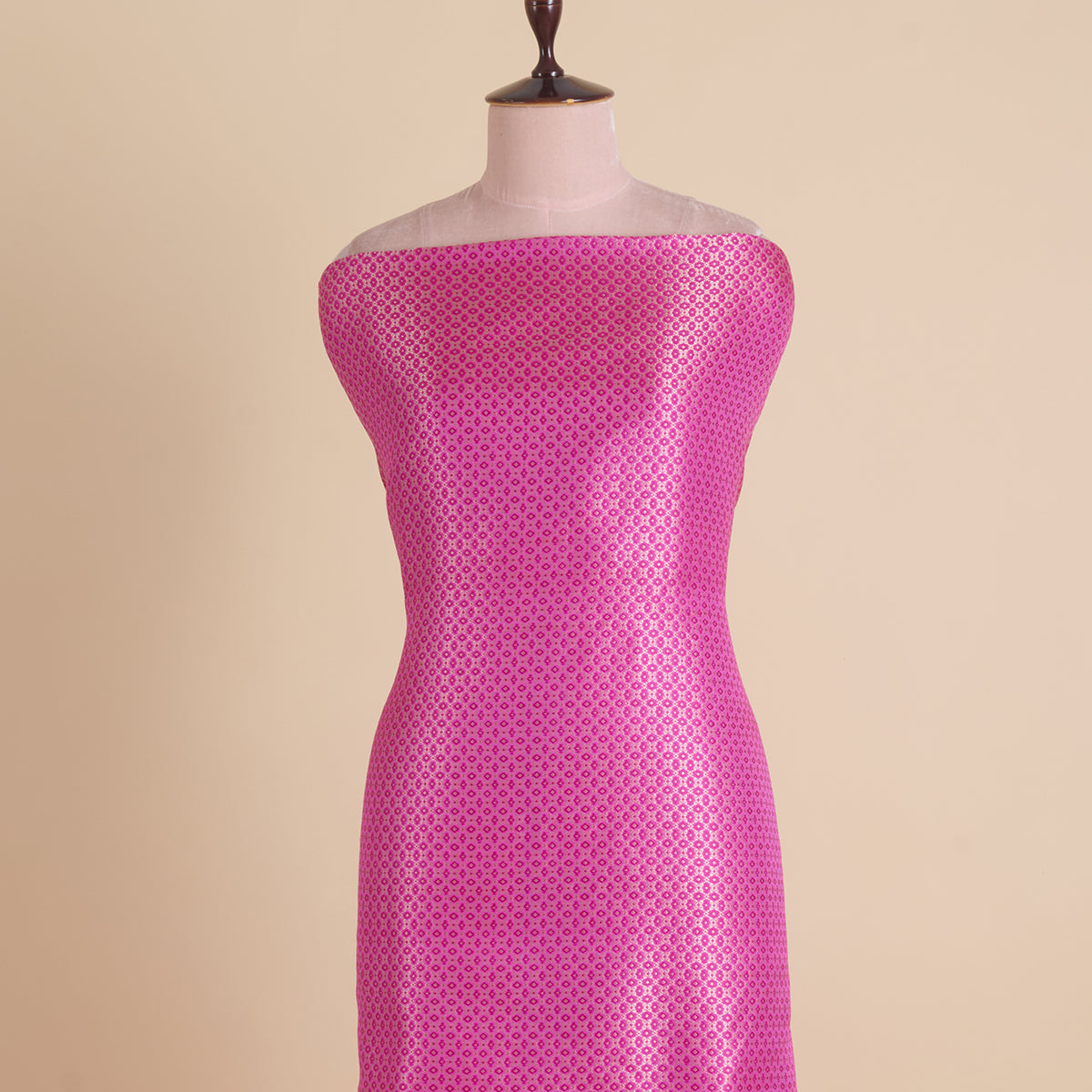Rani Pink Silk Alfi Buta Woven Fabric