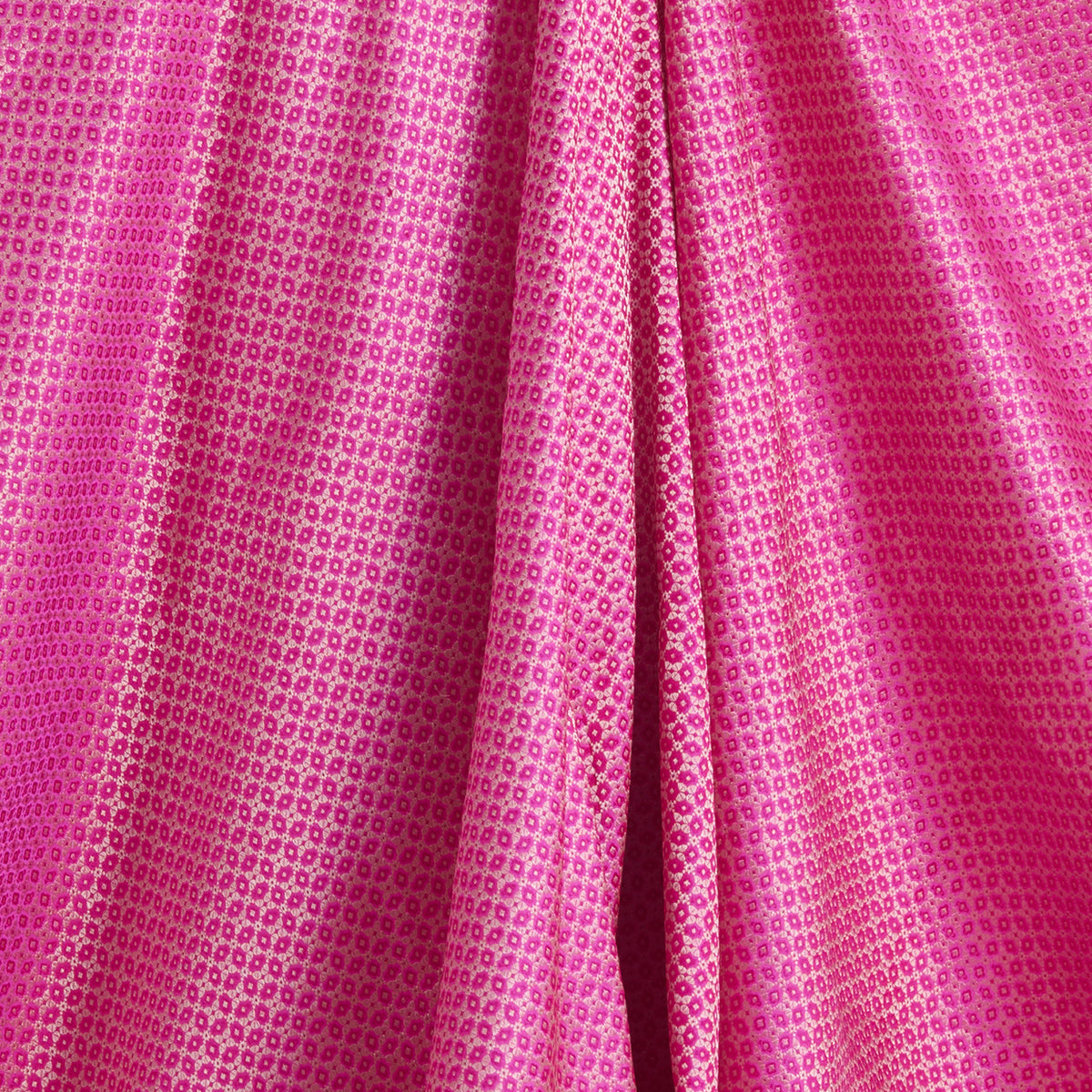 Rani Pink Silk Alfi Buta Woven Fabric