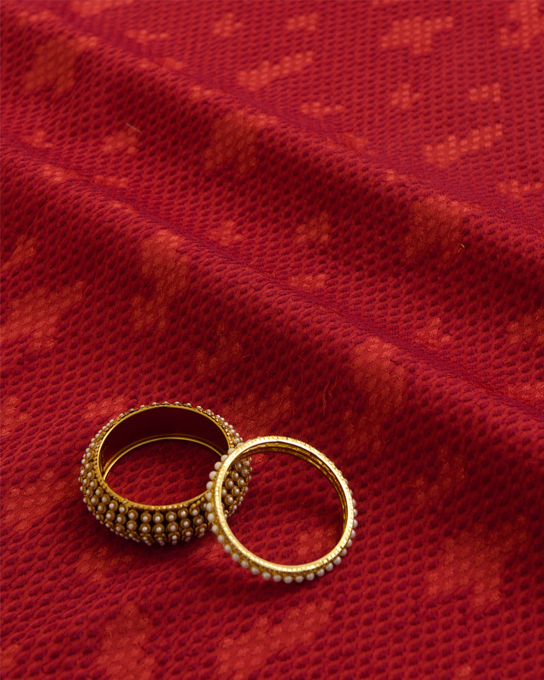 Red Maroon Satin Dupion Fabric with Snake Resham Embroidery