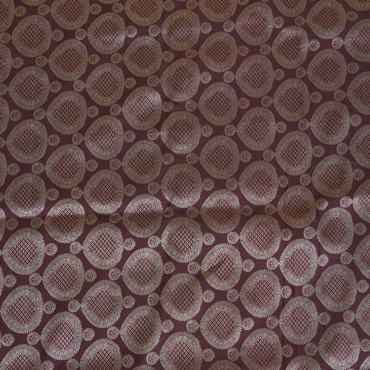 Burgundy Satin Mina Brocade Buta Fabric