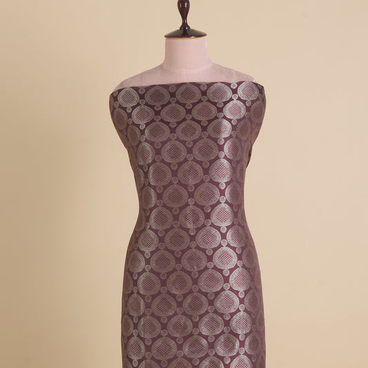 Burgundy Satin Mina Brocade Buta Fabric